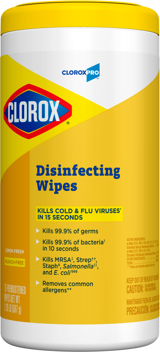 Clorox , Disinfecting Wipe, Lemon Scent, 70 Per Canister, 6 Canisters Per Case