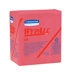 WypAll X80 Reusable 1/4 Fold Wiper , 12.5" x 12", Red