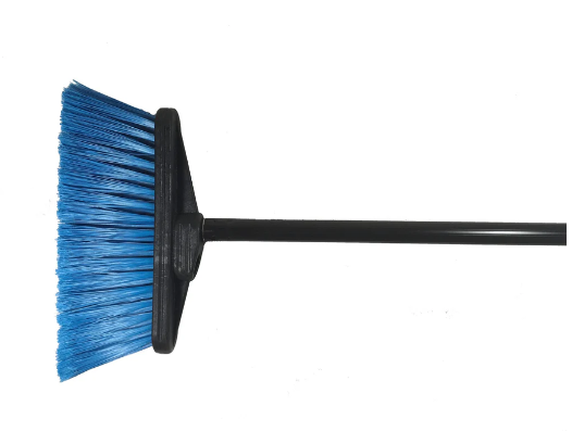 Light Sweep Upright Broom Flagged - 4" Trim Blue - Head And Black Handle