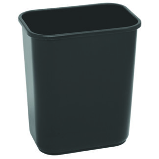 Continental Commercial Plastic Wastebasket -28 1/8 Qt,Black