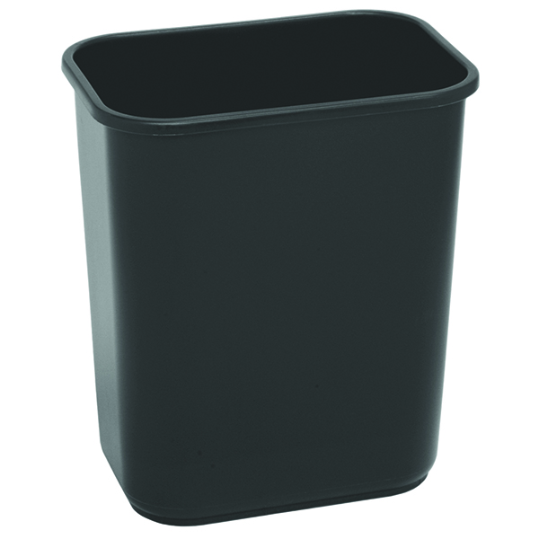 Continental Commercial Plastic Wastebasket -28 1/8 Qt,Black