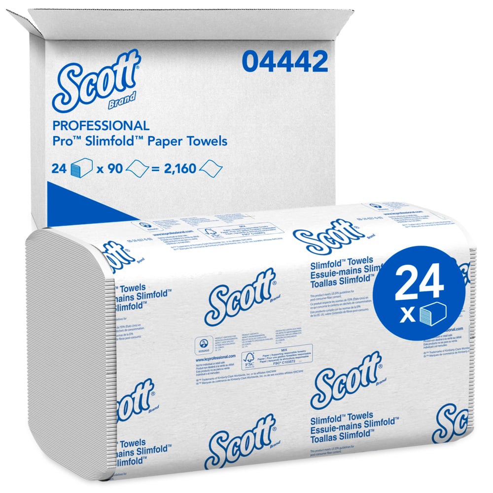 Scott, Control Plus+ Slimfold Towel , 7.5" x 11.6", White