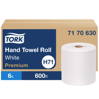Tork Paper Hand Towel Roll White H71, Premium, High Absorbency, 6 rolls x 600 ft, 7170630