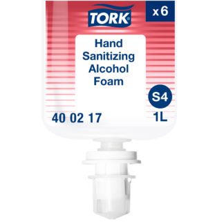 Tork Hand Sanitizing Alcohol Foam S4, Helps Kill Common Germs, 6 x 1L, 400217