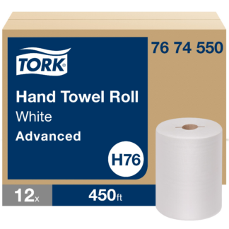 Tork Hand Towel Roll White H76, Advanced, for Mini Dispensers, 12 Rolls x 450 ft, 7674550