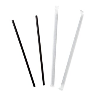 Choice Jumbo Wrapped Straw, 7.75", Black