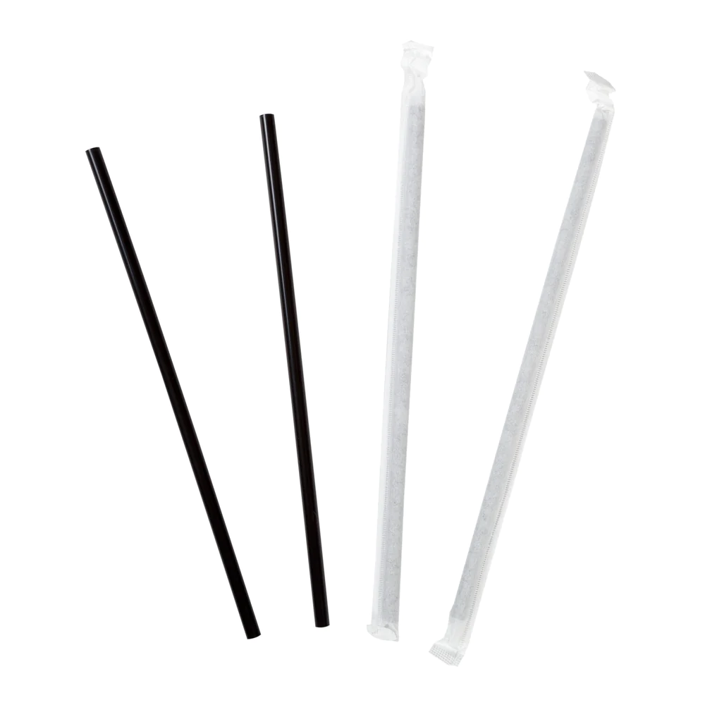 Choice Jumbo Wrapped Straw, 7.75", Black