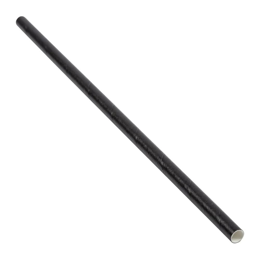 PrimeWare Jumbo Unwrapped Paper Straw - 7.75", Black
