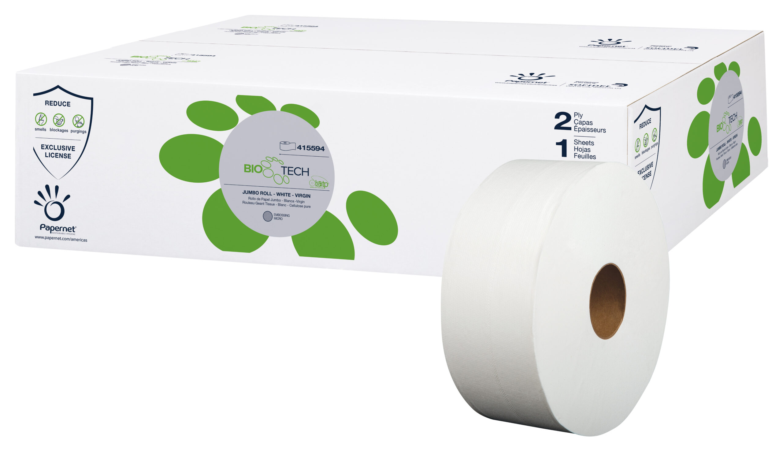 Sofidel Bio Tech 2 Ply Jumbo Roll Bath Tissue - 700'