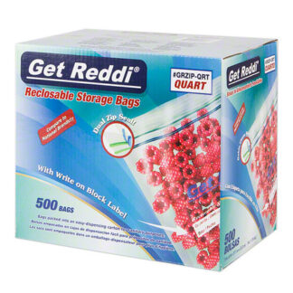 Inteplast Get Reddi Double Zipper Reclosable 1 Quart Bag, 500 Per Box