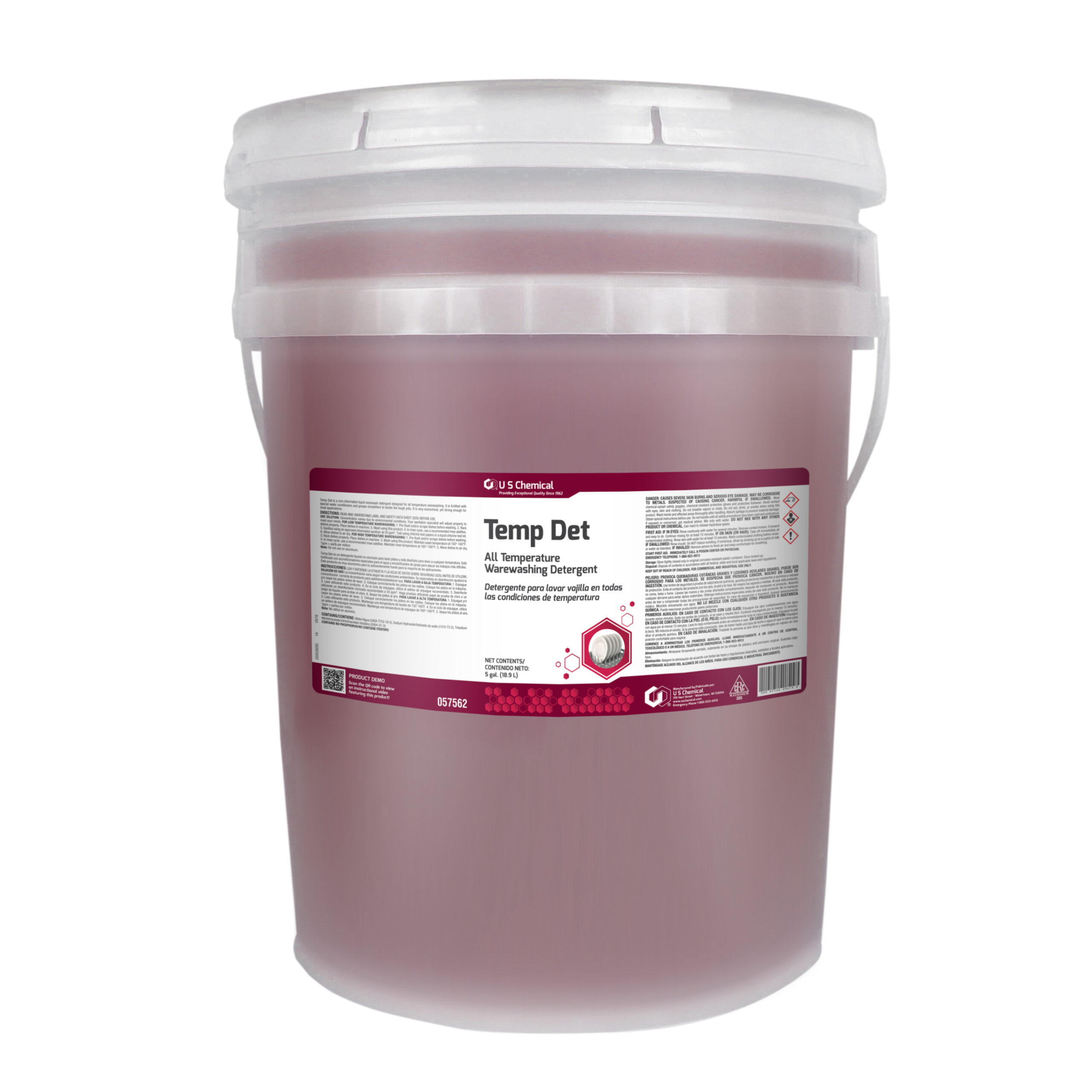 US Chemical, Temp Det All Temp Warewashing Detergent , 5 Gallon