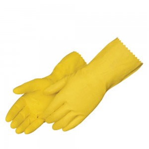 Liberty Glove, Flock-Lined Latex Gloves, Yellow, 18 MIL, Size S, 12 Per Pack