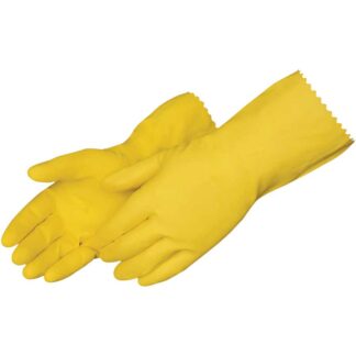 Liberty Glove, Flock-Lined Latex Gloves, Yellow, 18 MIL, Size M, 12 Per Pack