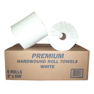 White Roll Towel, 8" x 800', 6 Per Case
