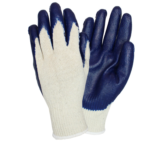 The Safety Zone Men's Blue/Natural Coated Knit Glove (12 PR)