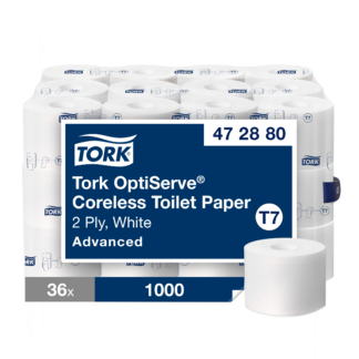 Tork OptiServe Coreless Toilet Paper White T7, Advanced, 2 Ply, 36 x 1000 sheets, 472880
