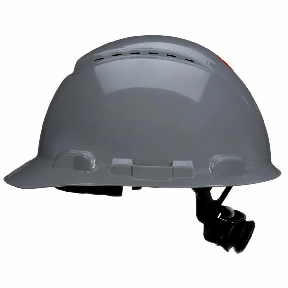 3M, Hard Hat, SecureFit, Gray, Vented, 4-Point Pressure Diffusion Ratchet Suspension, with Uvicator