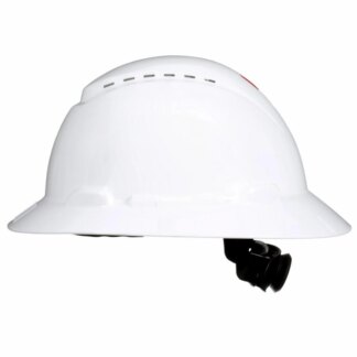 3M, Full Brim Hard Hat, SecureFit, White, Vented, 4-Point Pressure Diffusion Ratchet Suspension, with Uvicator