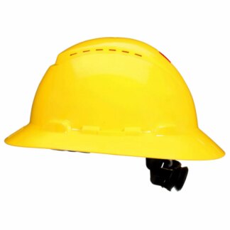 3M, Full Brim Hard Hat, SecureFit, Yellow, Vented, 4-Point Pressure Diffusion Ratchet Suspension, with Uvicator