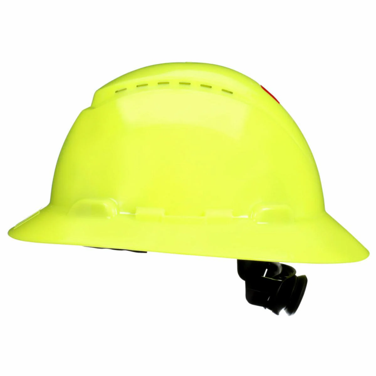 3M, Full Brim Hard Hat, SecureFit, Yellow, Vented, 4-Point Pressure Diffusion Ratchet Suspension, with Uvicator