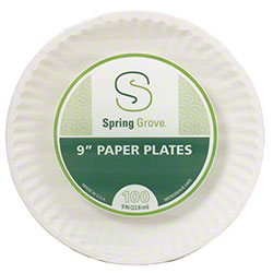 Spring Grove White Fluted Paper Plate - 9"