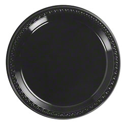 Heavyweight Plastic Round Plate - 9", Black