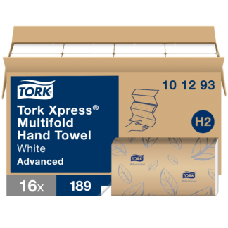 Tork Xpress Soft Multifold Hand Towel White H2, Advanced, 100% Recycled Fibers, 16 x 189 Towels, 101293
