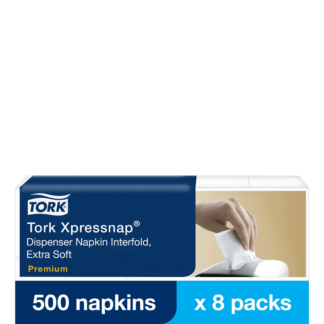 Tork Xpressnap White Leaf Design Extra Soft Dispenser Napkin N4, 1/4 Fold 2-ply, 8.5" x 13", 8 x 500 napkins, 13680