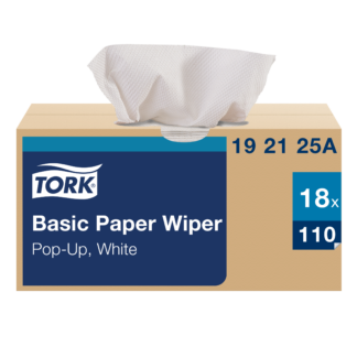 Tork Basic Paper Wiper White, Pop-up Box, 18 x 110 Sheets, 192125A