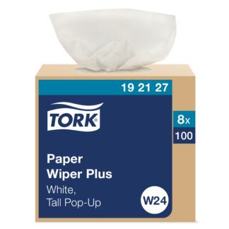Tork Paper Wiper Plus White W24, Pop-Up Box, 8 x 100 Sheets, 192127