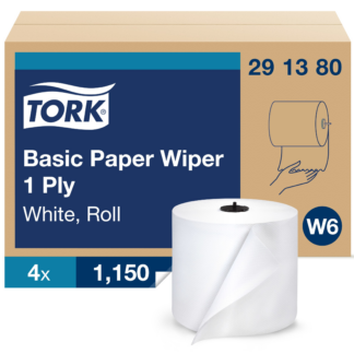 Tork Basic Paper Wiper White W6, Roll Towel, 4 x 1452 Sheets, 291380