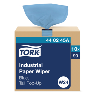 Tork Industrial Paper Wiper Blue W24, Pop-up Box, 10 x 90 Sheets, 440245A