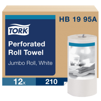Tork Jumbo Perforated Roll Towel White, Certified Compostable, 12 x 210 Towels, HB1995A