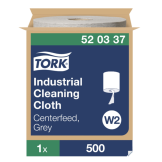 Tork Industrial Cleaning Cloth Centerfeed Gray W2, With exelCLEAN Technology, 1 x 500 Cloths, 520337
