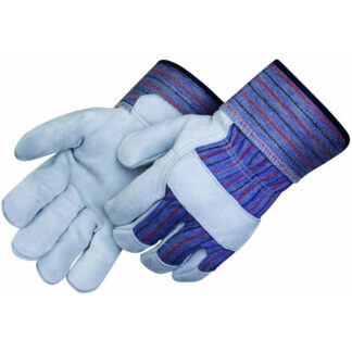 Glove Lg Leather Palm Gy/bl 12 Pr/bx With Safety Cuff 2.5 Gunn Cotton, 2682-3789