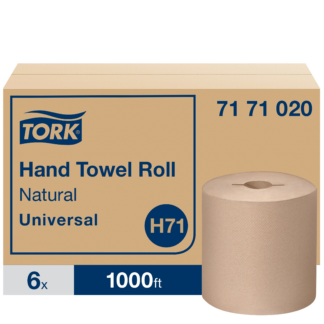 Tork Paper Hand Towel Roll Natural H71, Universal, 100% Recycled Fiber, High Capacity Needs, 1-Ply, 6 Rolls x 1000 ft, 7171020