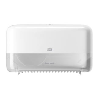 Tork OptiServe 2-Roll Coreless Toilet Paper Dispenser White T7, Horizontal Dispenser, Elevation Design, 473200