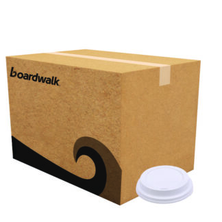 Boardwalk Deerfield Hot Cup Lids, Fits 10 oz to 20 oz Boardwalk Deerfield Hot Cups, Plastic, White, 50/Pack, 20 Packs/Carton