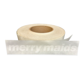 Merry Maids White Horizontal Logo Equipment Sticker 7.5"x1.5"