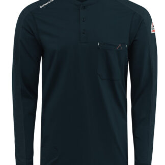 XL Men's Flex Knit Henley, Navy Size XL With ERS Logo #517B On Left Chest STL2NV-RG-XL