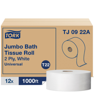 Tork Jumbo Toilet Paper Roll White T22, Universal, 2-ply, 12 x 1000', TJ0922A
