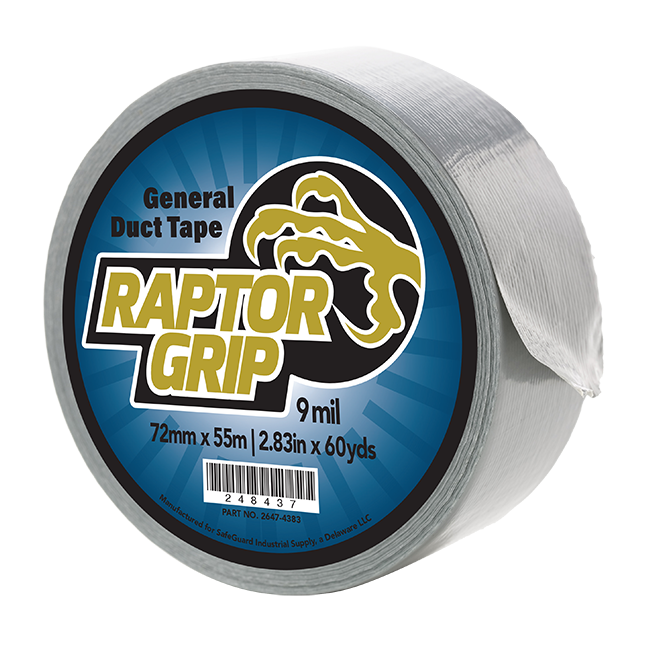 RaptorGrip General Duct Tape 3" X 60 YDS (72 X 55M) Silver 16 Rolls per Case