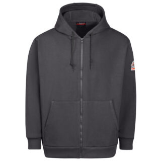 S Men's Fleece FR Zip-front Hooded Sweatshirt Charcoal With ERS Logo #517B Left Ches SEH4CH-RG-S