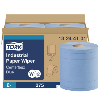 Tork Industrial Wiper Blue W1/W2, Centerfeed, 2 x 375 Sheets, 13244101