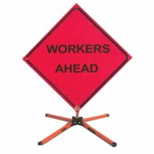 Workers Ahead Sign, Premium Mesh, Nonreflective, 48"