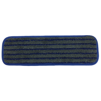 Brightline 18" Microfiber Blue/ Gray Horizontals Stripe Scrubbing Flat Mop With Velcro Back, 12/DZ