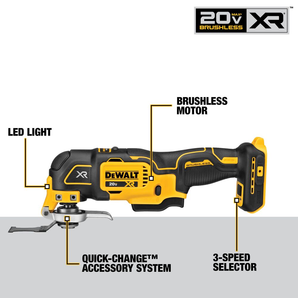 DeWalt 20v Max Xr Brushless Cordless 3-speed Oscillating Multi-tool (tool Only) Dcs356b