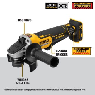 DeWalt 20v Max Xr 4.5 In. Paddle Switch Small Angle Grinder With Kickback Brake (tool Only) Dcg413b