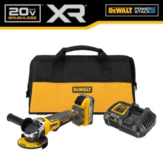 DeWalt 20v Max Xr 4.5 In. Paddle Switch Small Angle Grinder With Kickback Brake Kit W/ 5ah Ps Battery Dcg413h1