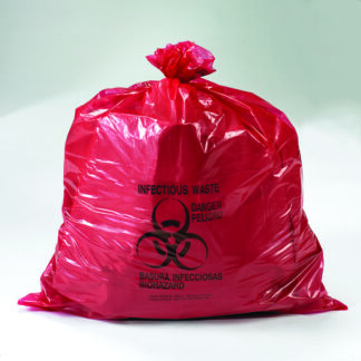 Renegade Can Liners, 24X32, 1.3MIL,BILINGUAL Printed Infectious Waste, Red, 25/RL 10/CS (250 Bags)
